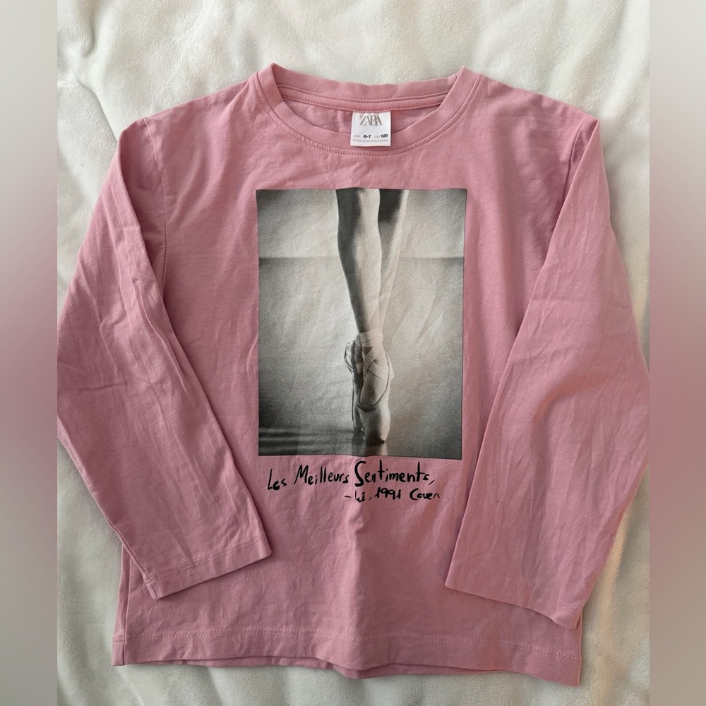 Zara Girls Ballet Pink Long Sleeve Tee